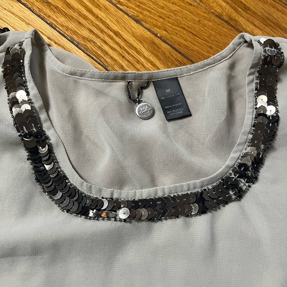 BKE Gray Sequin Embellished Women's Top size medium